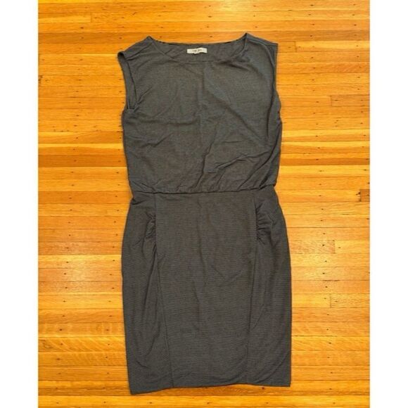 Athleta black/white stripe short sleeve dress - Picture 1 of 3